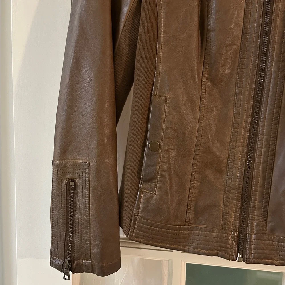Brown Vegan Leather Jacket - Picture 2 of 5